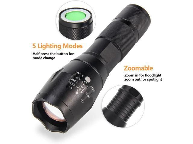 ULTRAFIRE A100 Tactical LED Flashlight Mini,800 Lumen Hunting Handheld Flashlight Focusable 3 Colors Exchange Glass Lens (Generate RED or Green Light)