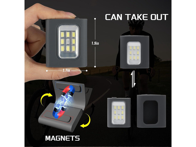 2Pack Clip on Running Lights, Rechargeable Magnetic LED Safety Lights with Red Strobe, Waterproof, USB Charging, Flashlight for Night Jogging, Dog...