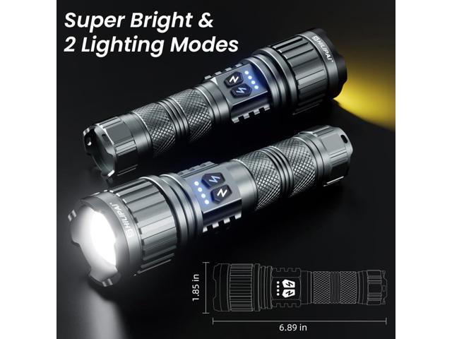 5000mAh Rechargeable High Lumens Flashlight with Warm/White Light - 11 Modes Zoomable Tactical, Waterproof for Camping, Emergency, Outdoor Travel