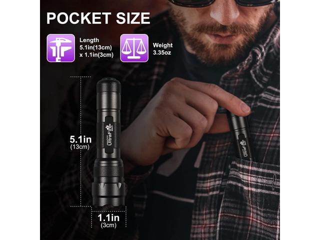 ULTRAFIRE Black Light UV Flashlight, Super Power UV 395-405 nm LED WF-502B Blacklight Flashlights for Leak Detector, Pet Urine Stain, Bed Bug Not...