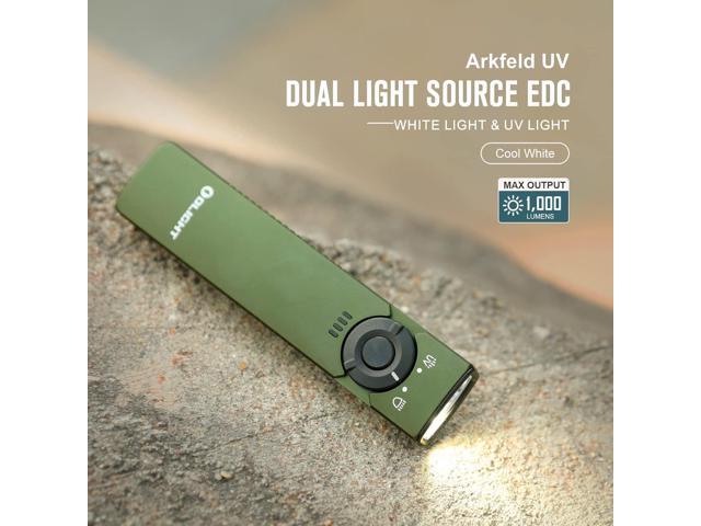 OLIGHT Arkfeld UV Rechargeable EDC Flashlight, 1000 Lumens White LED and 365nm Blacklight Combo for Outdoors, Emergency, Working, Pet Urine...