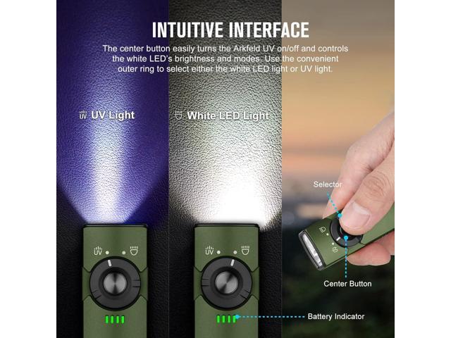 OLIGHT Arkfeld UV Rechargeable EDC Flashlight, 1000 Lumens White LED and 365nm Blacklight Combo for Outdoors, Emergency, Working, Pet Urine...