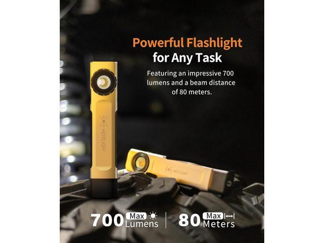 Rechargeable Flashlight Magnetic - 700 Lumens LED Flashlight with Clip Design, Flat Flashlight for Car Repairing/Camping/Emergency