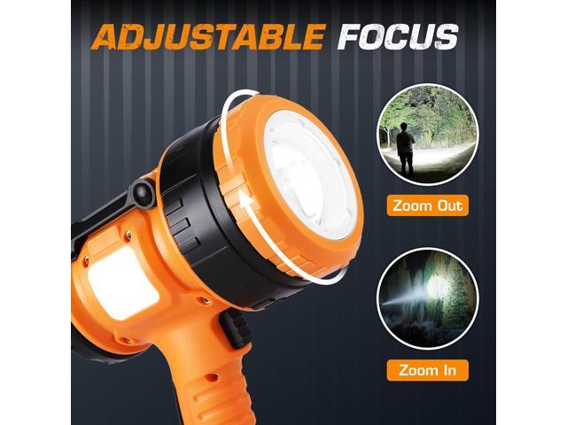 EverBrite Zoomable Rechargeable Spotlight with Foldable Stand, Handheld LED Spotlight Flashlight with 5 Modes, 600M Range, Spot Light for Hunting...