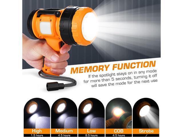 EverBrite Zoomable Rechargeable Spotlight with Foldable Stand, Handheld LED Spotlight Flashlight with 5 Modes, 600M Range, Spot Light for Hunting...