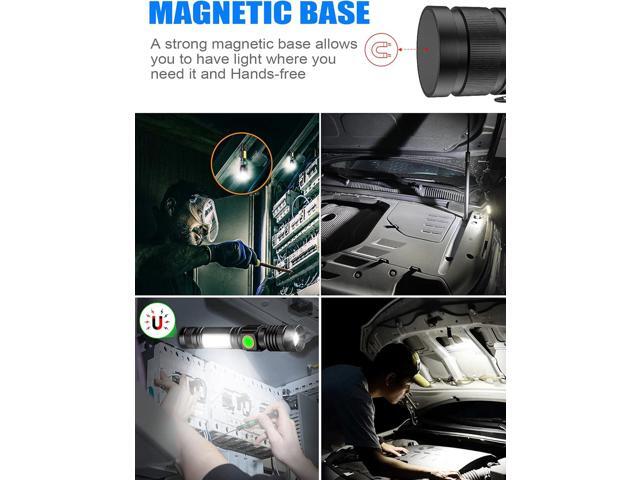 Rechargeable LED Flashlights, Magnetic Flashlight Super Bright Tactical Flashlight with SideLight,USB Rechargeable,Zoomable,Waterproof Best Small...