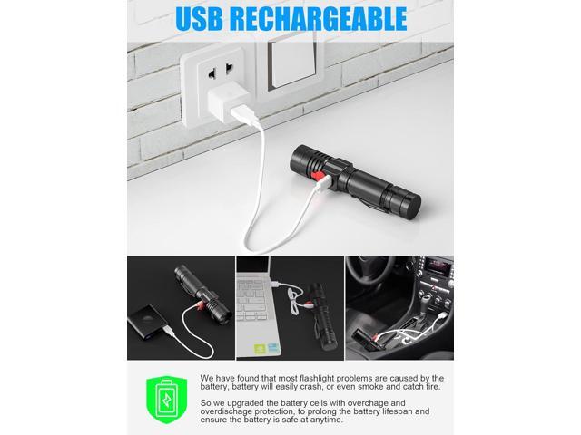 Rechargeable LED Flashlights, Magnetic Flashlight Super Bright Tactical Flashlight with SideLight,USB Rechargeable,Zoomable,Waterproof Best Small...