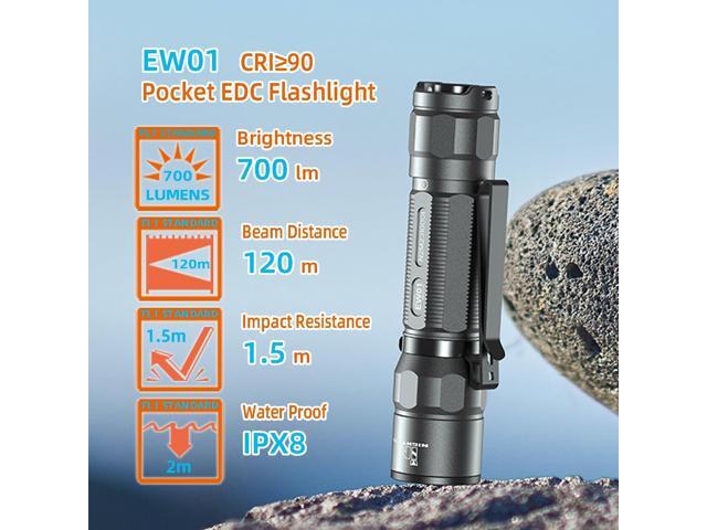 EW01 Waterproof AA EDC Flashlight Small Pocket Work Light Rechargeable 90+ CRI 700 Lumens High Brightness for Daily, Emergency (Green)