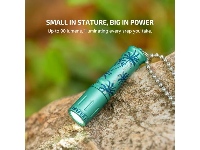 OLIGHT i3E EOS PMMA TIR Lens AAA EDC Flashlight 90 Lumens Compact Keychain Flash Light for Night, Camping (Summer Palm)