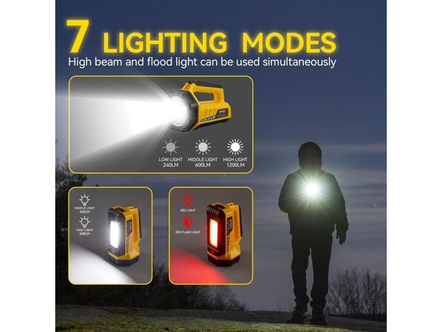 SUNREI Rechargeable LED 1200LM Flashlight, 8 Light Modes Portable Camping Lantern, 10400mAh Power Bank, IP67 Waterproof for Emergencies Power...