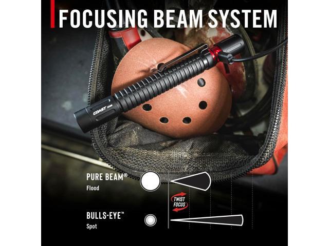 Coast XT30R 1000 Lumen Rechargeable LED Pocket Flashlight, 5 Light Modes with 2-Way Clip and Bite Caps Included