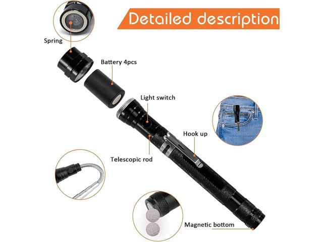 Magnetic Flashlight Gifts for Men Stocking Stuffers for Men Adults Pickup Tool Cool Extendable Magnet Telescoping Gadgets Christmas Birthday for...