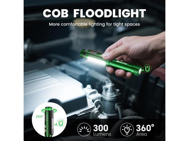 Magnetic Rechargeable Pen Light - 600 Lumen Dimmable EDC Flashlight, IPX4 Waterproof Work Light with Clip & COB LED for Mechanics, Nurses,...