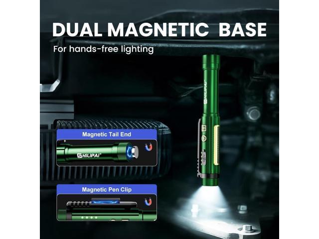 Magnetic Rechargeable Pen Light - 600 Lumen Dimmable EDC Flashlight, IPX4 Waterproof Work Light with Clip & COB LED for Mechanics, Nurses,...