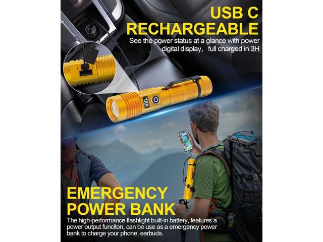 Rechargeable Flashlight High Lumens-Super Bright Magnetic Flash Light with Power Digital Display, Long Range,Dimmable,Waterproof,Pocket LED...