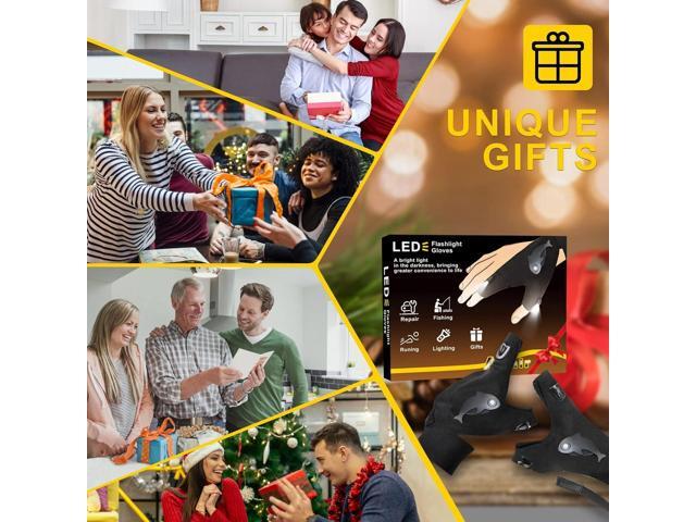 LED Rechargeable Flashlight Gloves, Gifts for Men, for Dad, Cool Stretchy Fingerless Light Gloves Gadget for Repairing Fishing Camping and Car...