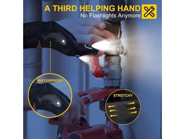 LED Rechargeable Flashlight Gloves, Gifts for Men, for Dad, Cool Stretchy Fingerless Light Gloves Gadget for Repairing Fishing Camping and Car...