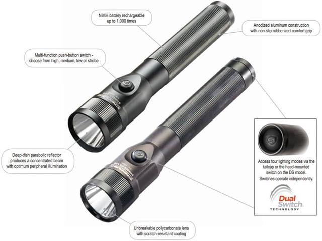 Streamlight 75866 Stinger DS 425-Lumen Bright Rechargeable Dual Switch LED Flashlight with 120V AC/12V DC Smart Charger and 1 Smart Charge Holder,...