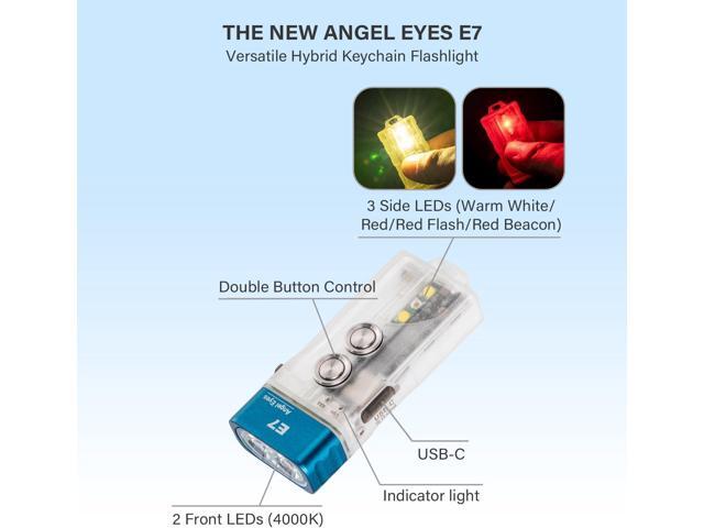 RovyVon E7 EDC Keychain Flashlight USB C Rechargeable - 4000K 95+ High CRI, 500 Lumens GITD Blue Small Flashlights Dual Power Compatible...
