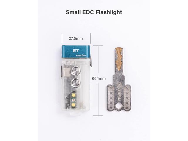RovyVon E7 EDC Keychain Flashlight USB C Rechargeable - 4000K 95+ High CRI, 500 Lumens GITD Blue Small Flashlights Dual Power Compatible...