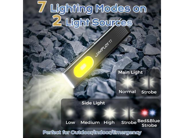 Pocket Flashlight Rechargeable EDC Flashlight, 675LM Dual Light Source with 7 Modes/Red & Blue Strobe, Clip-on Light, IPX4 Magnetic LED Flashlight...