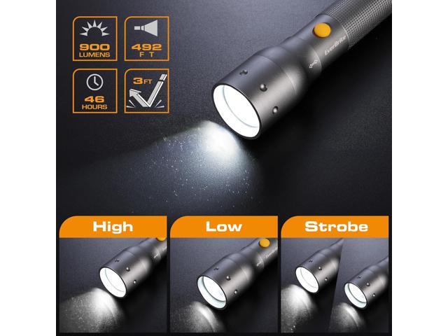 EverBrite Ultra Bright Tactical Flashlight, 900 Lumen Zoomable Adjustable Focus, 3 Light Modes, Heavy-Duty Aluminum Torch for Hurricane Supplies...