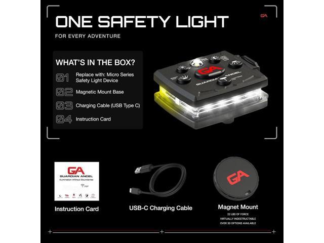 Guardian Angel Micro Series Safety Lights (All White Front & Yellow Rear) - Rechargeable, Magnetic & Hands-Free LED Flashlight for Dog Walking,...