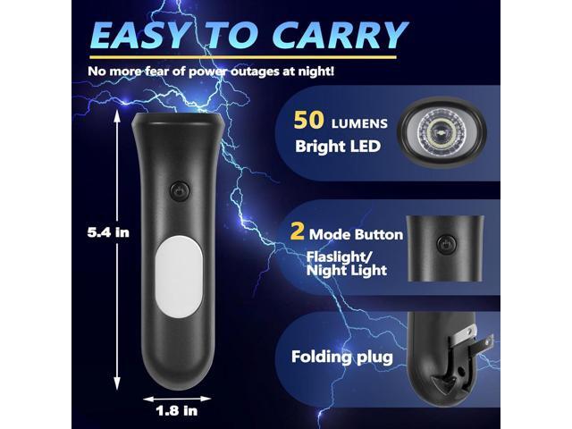 4 in 1 Emergency Lights for Home Power Failure, 3 Pcs Rechargeable LED Flashlight Plug in Wall, Automatic Turn-On Power Outage Night Light...