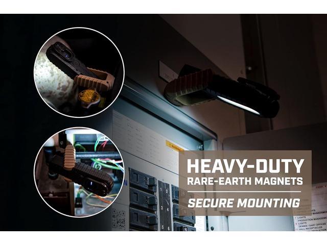 Spec Ops Tools 2-in-1 Rechargeable LED Work Light + Flashlight, 15-4 Lumens, Waterproof, Magnetic Base with Hook, 3 Light Modes, 3percent Donated...