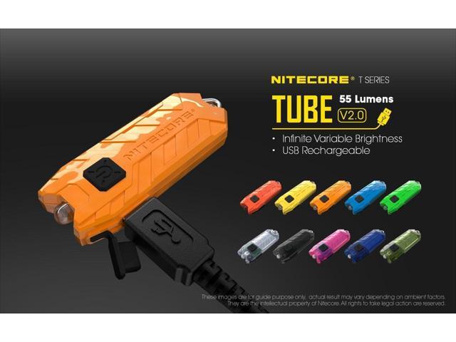 Nitecore Tube V2.0 55 Lumen USB Rechargeable Ultralight Keychain Flashlight with LumenTac Micro USB Charging Cable