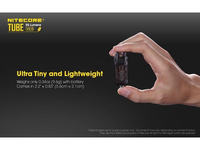 Nitecore Tube V2.0 Keychain Flashlight, 55 Lumen USB Rechargeable Ultralight Lightweight (Azure)