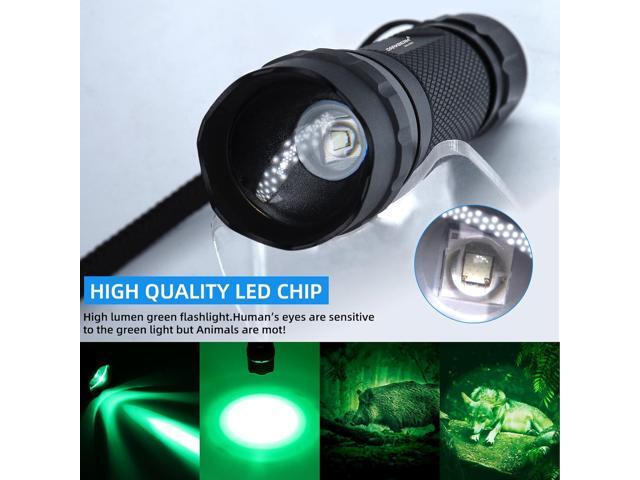 DARKBEAM Green Light Flashlight Tactical LED USB Rechargeable Zoomable Light Kit, Portable Mini Greenlight for Night Hunting, Observation, Fishing,...