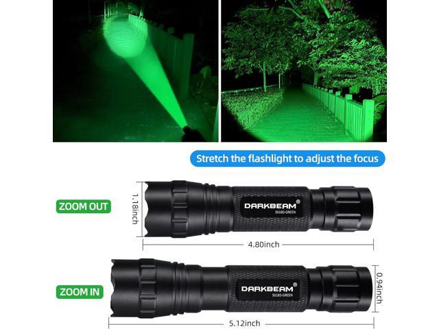 DARKBEAM Green Light Flashlight Tactical LED USB Rechargeable Zoomable Light Kit, Portable Mini Greenlight for Night Hunting, Observation, Fishing,...
