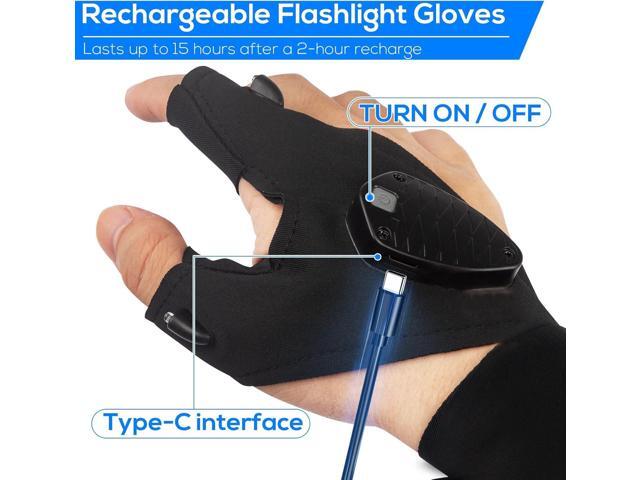 Rechargeable LED Flashlight Gloves Waterproof, Birthday Christmas Valentines Father's Day Gifts for Men Dad from Daughter Son, Cool Gadget Tool...