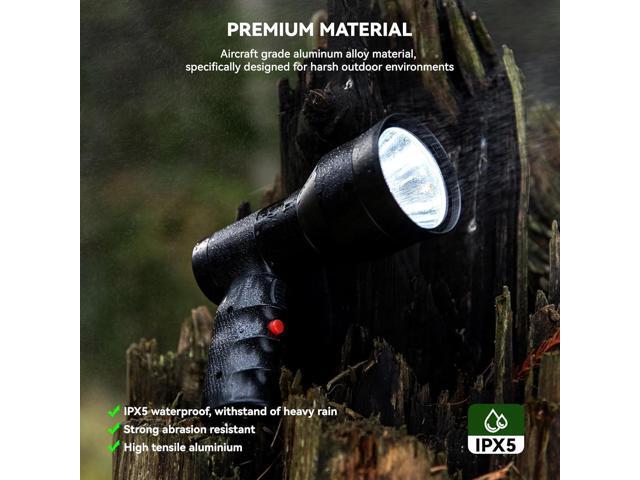 Hunting Spotlight Flashlight, 46000LUX Rechargeable Spot Light IPX5 Waterproof Handheld LED Hunter Light with Red Green Filter for Hunting Coyotes...