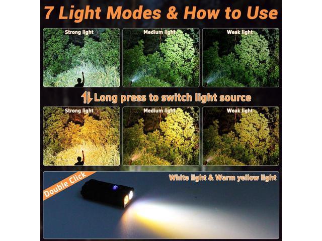 iToncs LED Small Powerful EDC Flashlight with 365nm UV Light,13 Mode,USB C Rechargeable Mini Pocket Keychain Flash Light with...