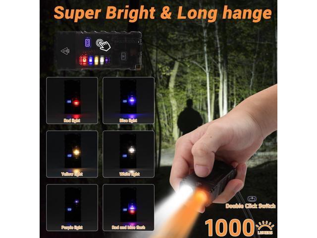 iToncs LED Small Powerful EDC Flashlight with 365nm UV Light,13 Mode,USB C Rechargeable Mini Pocket Keychain Flash Light with...