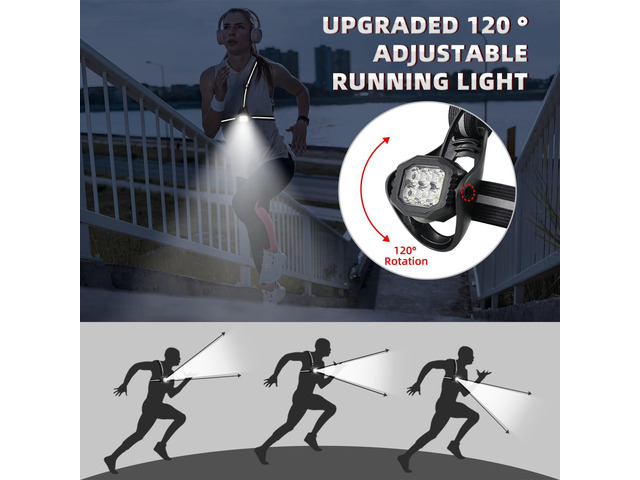 YOSKY 800 Lumen Chest Light, Running Light for Runner with Reflective Straps, Rechargeable Running Headlamp Flashlight, Adjustable Safety Lights...