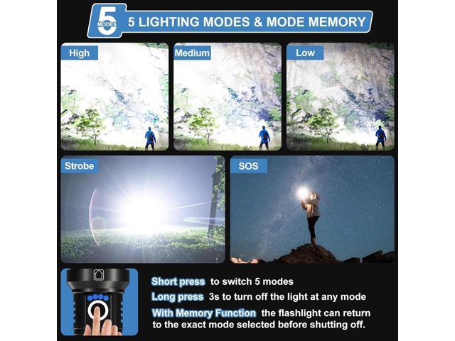 KEPEAK Rechargeable Flashlights, Super Bright Flash Lights, Powerful Flashlight &Memory Function, Flashlights High Lumens Battery Powered for...
