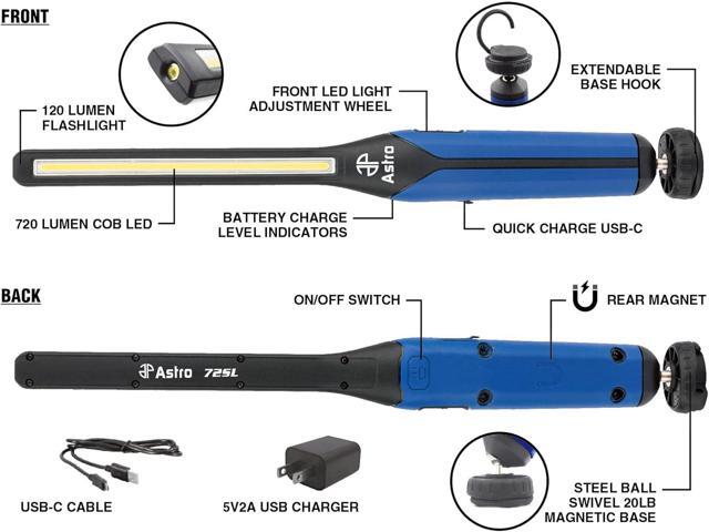 Astro Tools Pneumatic Tool 72SL 720 Lumen Rechargeable LED USB-C Slim Light, Blue