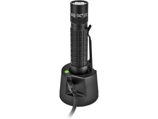 Maglite Mag-Tac LED Rechargeable Flashlight - Plain-Bezel, Matte Black