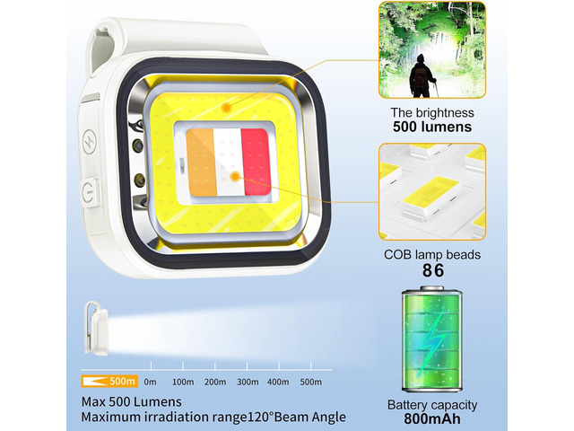 Running Light for Runners, Night Walking Light for Night Safety Walking, 500lumen Brightness,800mAh Battery Running Gear (White)