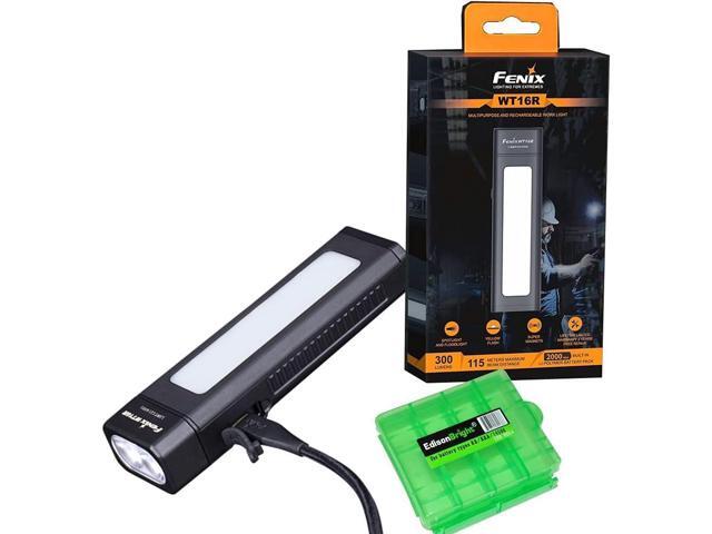 Fenix WT16R 300 Lumen rechargeable magnetic base Handheld flashlight/worklight with battery and EdisonBright charging cable carrying case