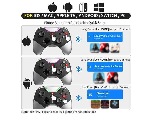 Bluetooth Controller for Switch/PC/iPhone/Android/Apple Arcade MFi Games/TV/Steam, Hall Effect Joysticks Wireless Game Controller Gamepad...