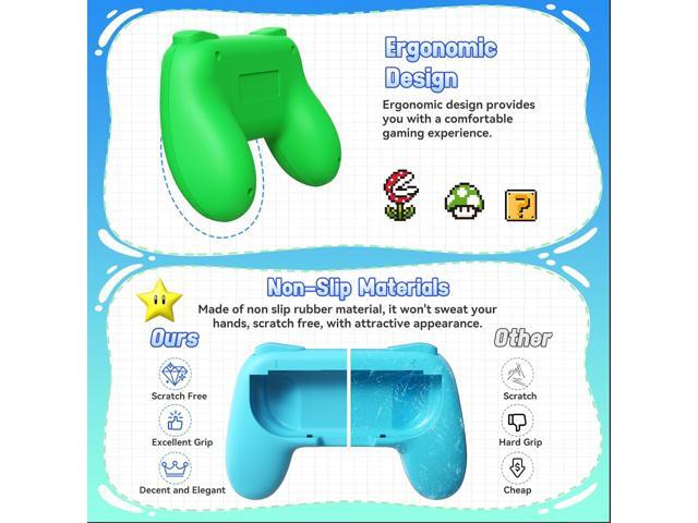 FASTSNAIL 4 Pack Grips Kit Compatible with Nintendo Switch for Joy Con, Wear-Resistant Grip Controller for Joy con & OLED Model with 12 Thumb Grip