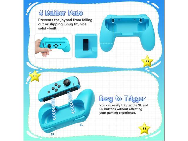FASTSNAIL 4 Pack Grips Kit Compatible with Nintendo Switch for Joy Con, Wear-Resistant Grip Controller for Joy con & OLED Model with 12 Thumb Grip