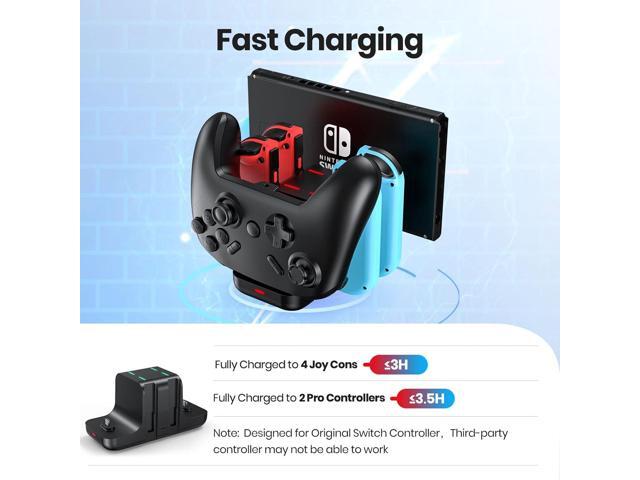 NEWDERY Controller Charger Dock for Nintendo Switch Pro Controller and Joy con, 6-in-1 Fast Charging Dock Station for Switch & OLED Model & Lite...