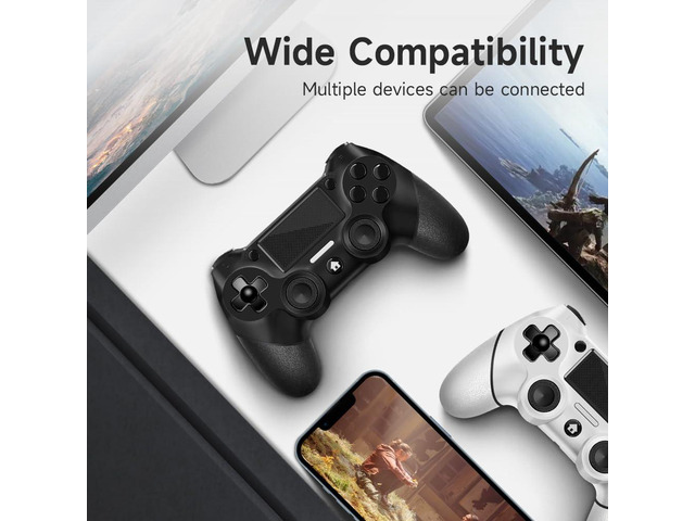 AceGamer 2 Pack for PS4 Controller, Wireless Controller for PS4/Pro/Slim/PC, with Non-Slip Grip of Both Sides and 2 USB-C Cable! (Black and White)