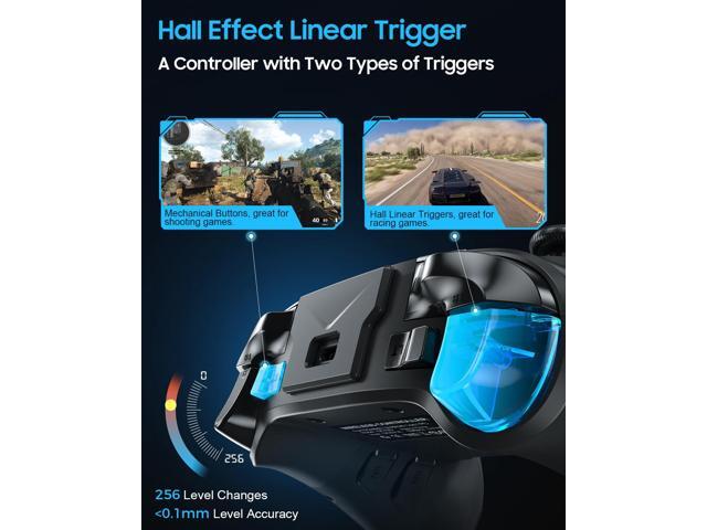 Dual Hall Effect PC Controller-Enhanced Wireless Bluetooth Controller with Hall Joysticks & Triggers & Joystick Speed Down for PC...