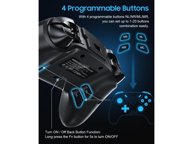 Dual Hall Effect PC Controller-Enhanced Wireless Bluetooth Controller with Hall Joysticks & Triggers & Joystick Speed Down for PC...